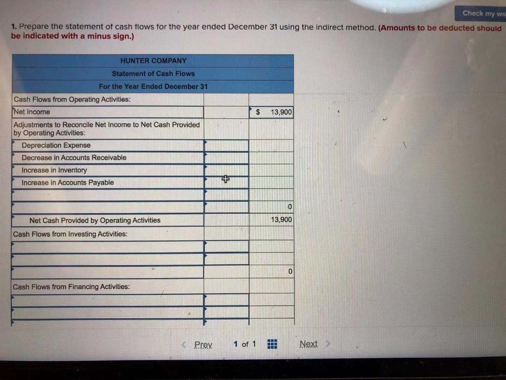 Hunter Company is developing its annual financial statements at December 31. The
