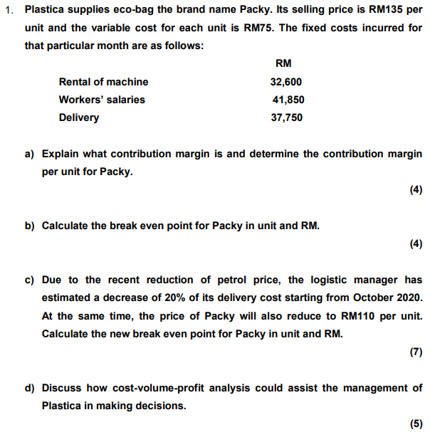 1. Plastica supplies eco-bag the brand name Packy. Its selling price
