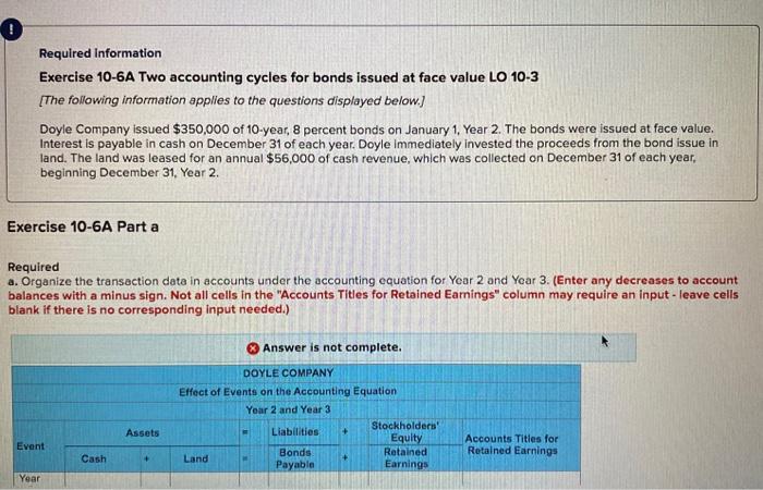  Required Information Exercise 10-6A Two accounting cycles for bonds issued at