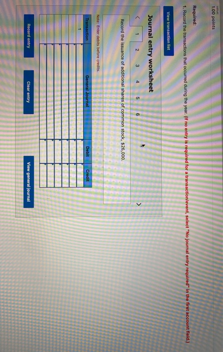 1.00 points Required: he first account field.) 1. Record the transactions