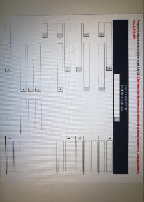 2020, Swifty Company had a cash balance per books of $6,166,10 The