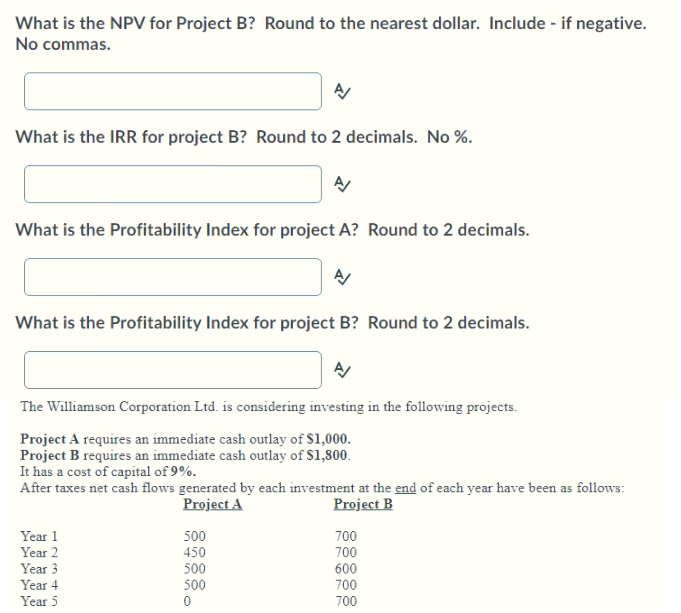  What is the NPV for Project B? Round to the nearest