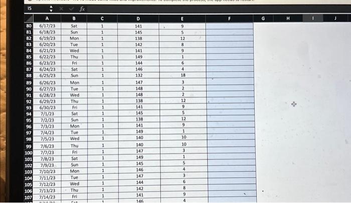 & 1 & 15 \\ \hline 127 & 9/25/23 & Mon &
