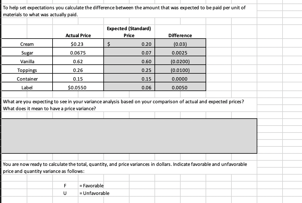  To help set expectations you calculate the difference between the amount