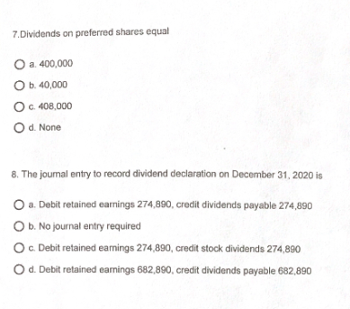 31, 2019 statement of financial position: $30,000 Preferred shares, S8 cumulative dividend