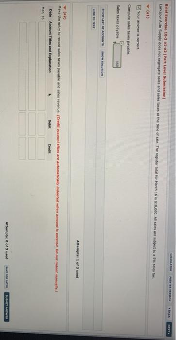  CALCULATOR PRINT VERSION NEET Brief Exercise 10-3 al-a2 (Part Level Submission)