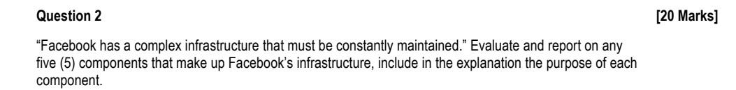 "Facebook has a complex infrastructure that must be constantly maintained." Evaluate