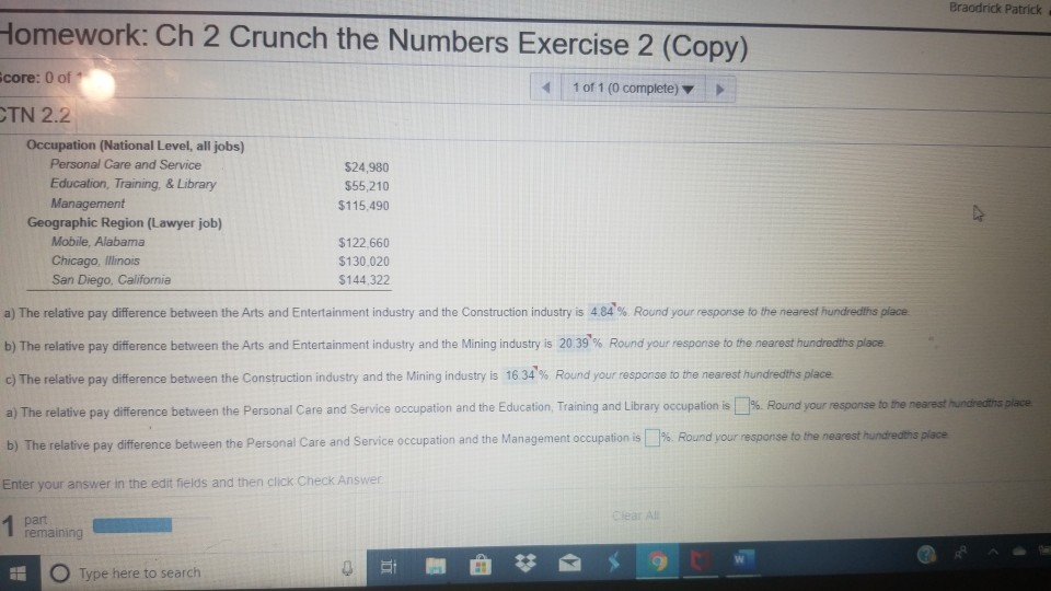  Braodrick Patrick Homework: Ch 2 Crunch the Numbers Exercise 2 (Copy)