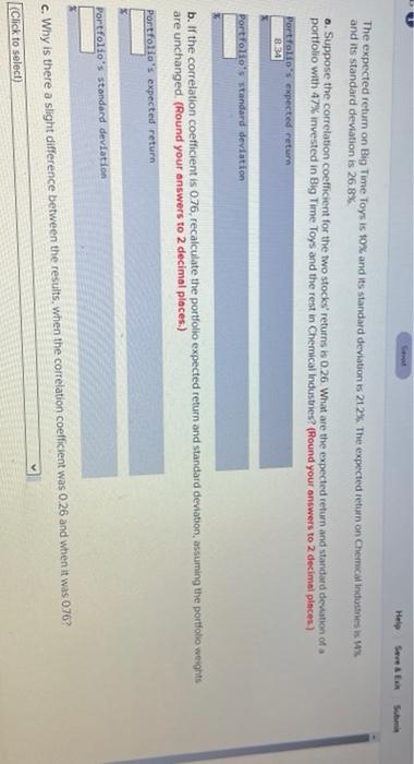  The expected return on Big Time Toys is 10% and its