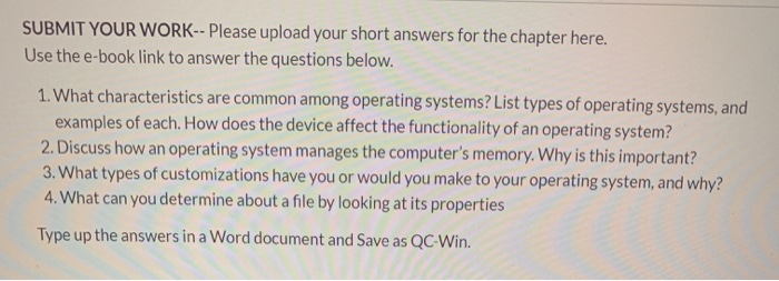 SUBMIT YOUR WORK-- Please upload your short answers for the chapter