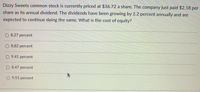  Dizzy Sweets common stock is currently priced at $36.72 a share.