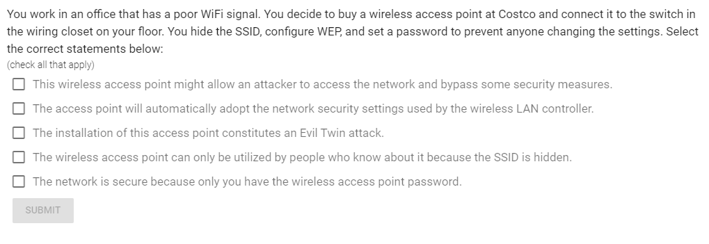  You work in an office that has a poor WiFi signal.