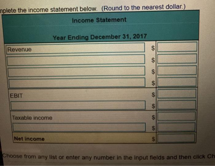 Year Ending 2017 Account Balance Cost of goods sold $345,000 Interest expense