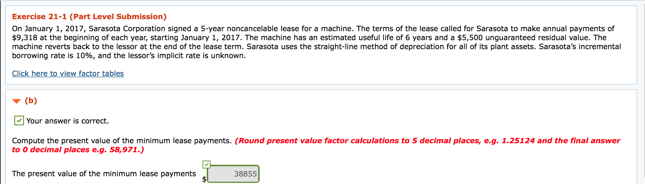  Exercise 21-1 (Part Level Submission) On January 1, 2017, Sarasota Corporation