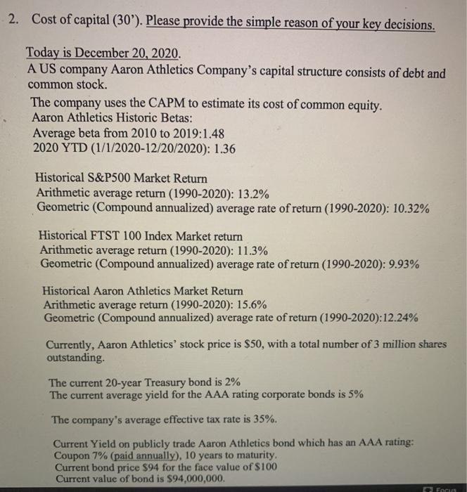  Answer 3&4 using the info given in first photo 2. Cost