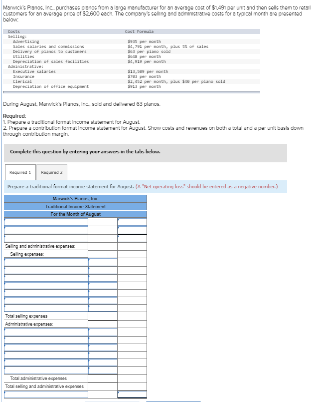 Marwick's Planos, Inc., purchases planos from a large manufacturer for an