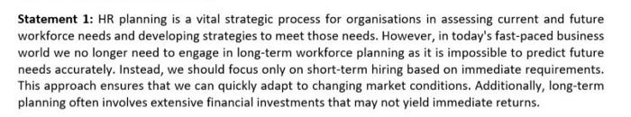 correct or incorrect? justify your answer pls answer asap Statement 1: HR