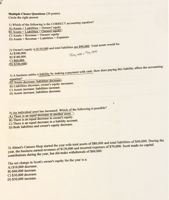 Q1-5 Multiple Choice Questions (20 points) Circle the right answer 1) Which
