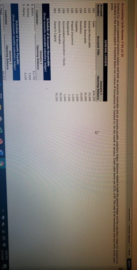  General Ledger & Trial Balance help please. CALCULATOR PRINTER VERSION BACK