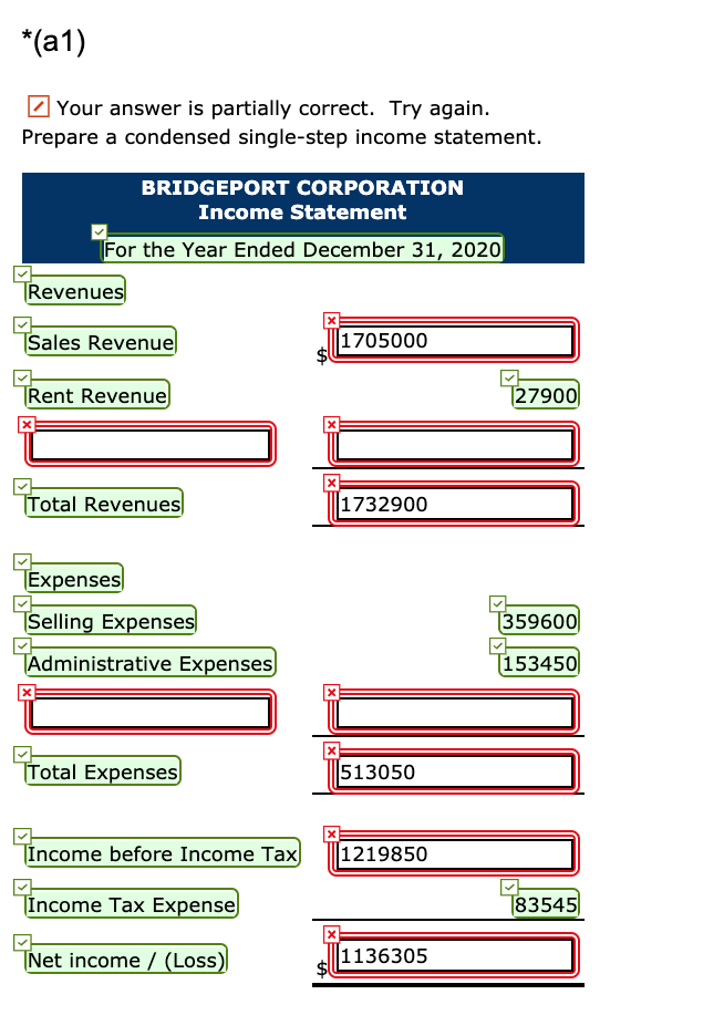 Corporation at December 31, 2020: BRIDGEPORT CORPORATION Trial Balance December 31, 2020