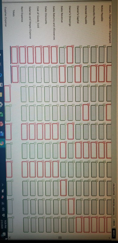 Receivable Notes Receivable Inventory Supplies Prepaid Insurance Equipment Accumulated Depreciation-Equip. Accounts Payable
