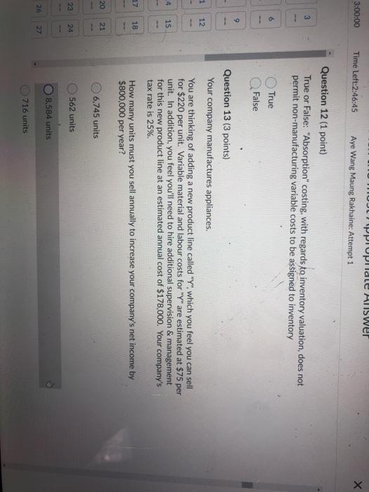  3:00:00 Time Left:2:46:45 HJC PPI pilale Answer Aye Wang Maung Rakhaine: