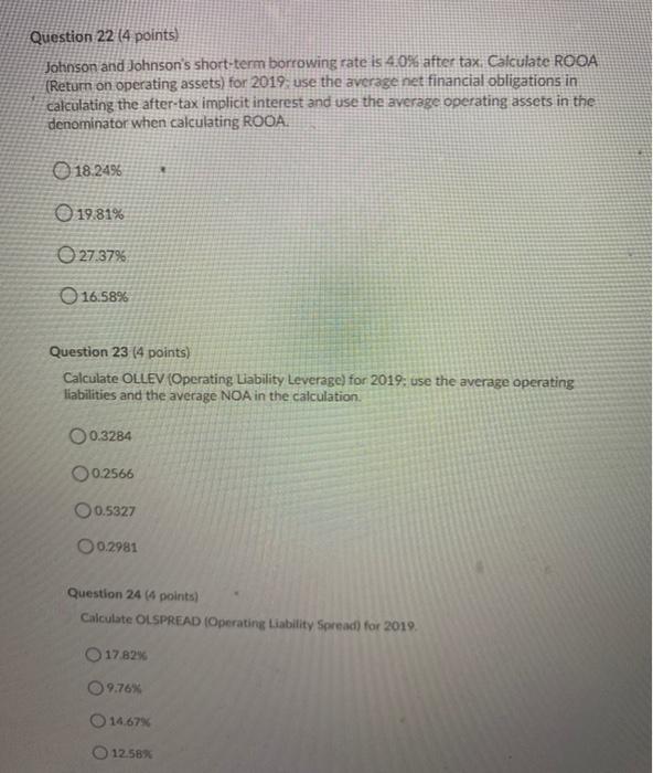 is information from reformulated financial statements for Johnson and Johnson Corporation (in