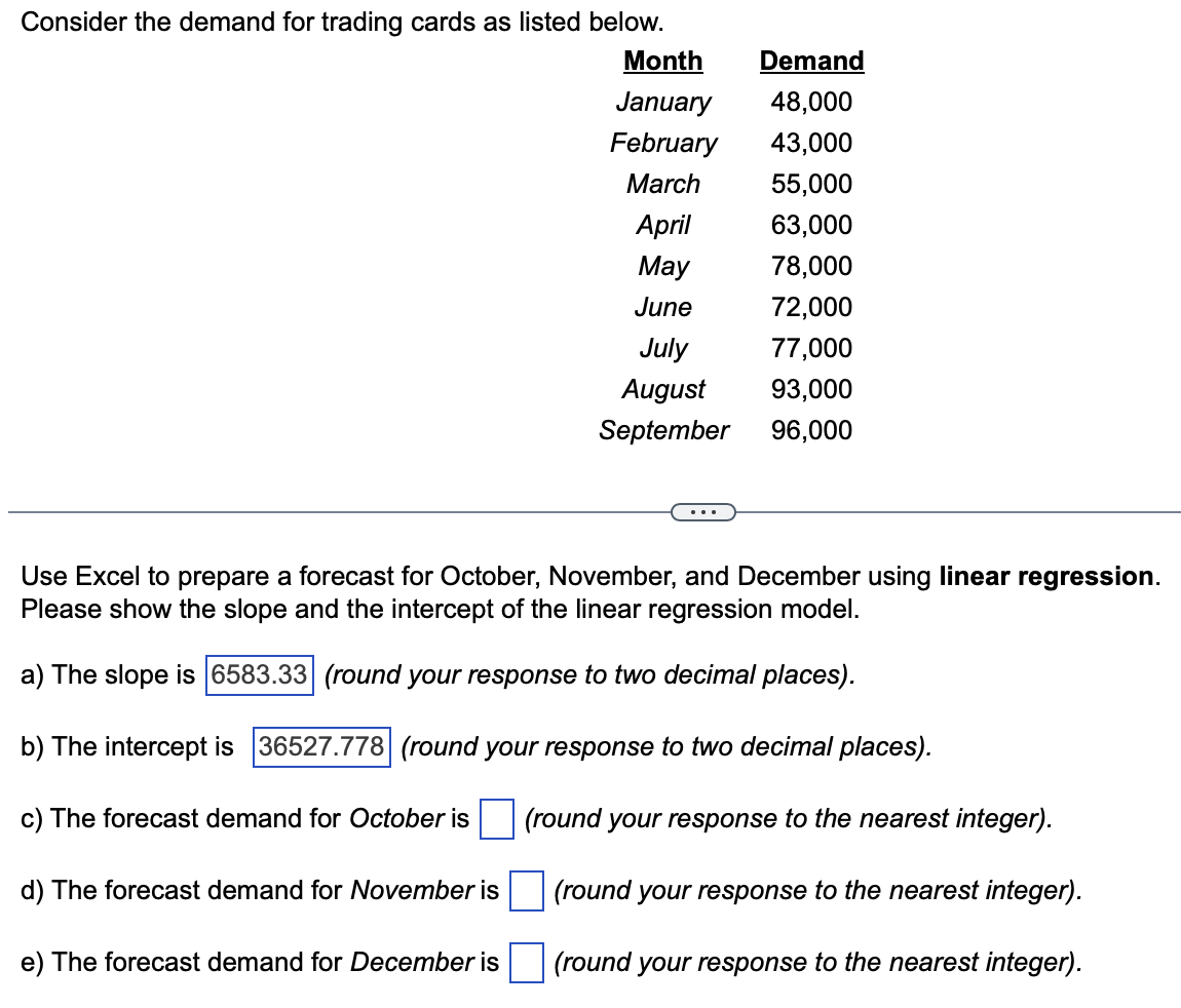  Please help me! Consider the demand for trading cards as listed