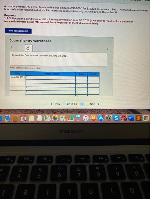$80,000 for $75,338 on January 1, 2021. The market interest rate for