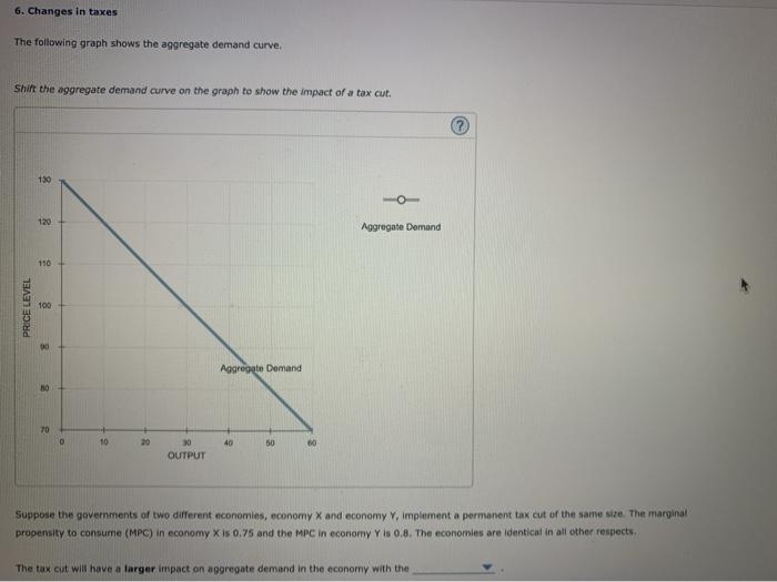  6. Changes in taxes The following graph shows the aggregate demand