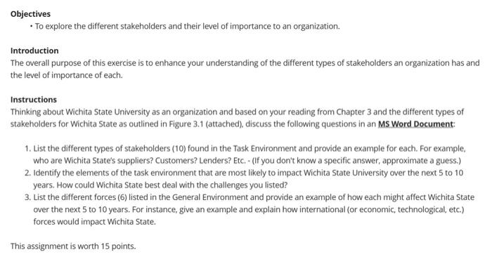 please solve all. Objectives - To explore the different stakeholders and their