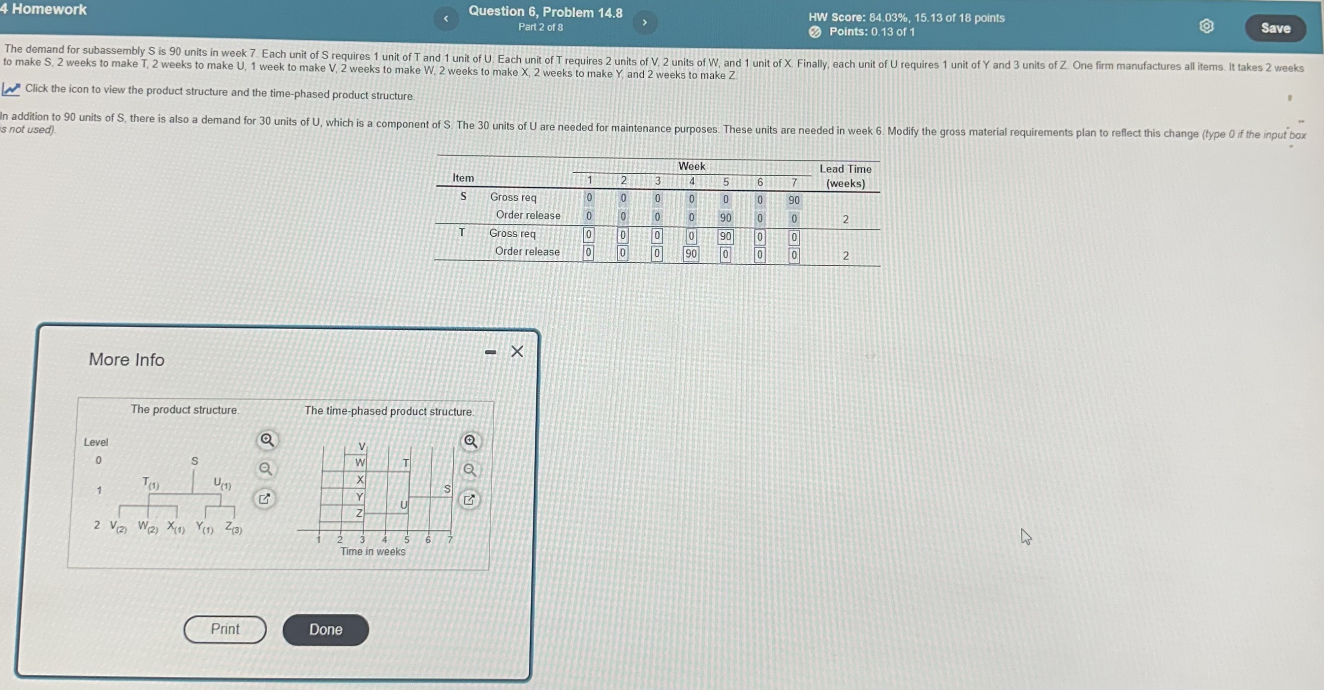  to make S,2 weeks to make T,2 weeks to make U,1