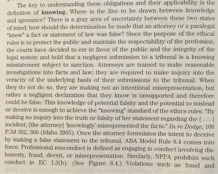 obligations and their applicability is the definition of knowing. Where is the