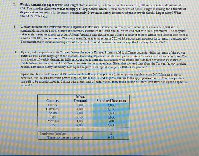 please solve all questions please solve all questions 2. Weekly demand for