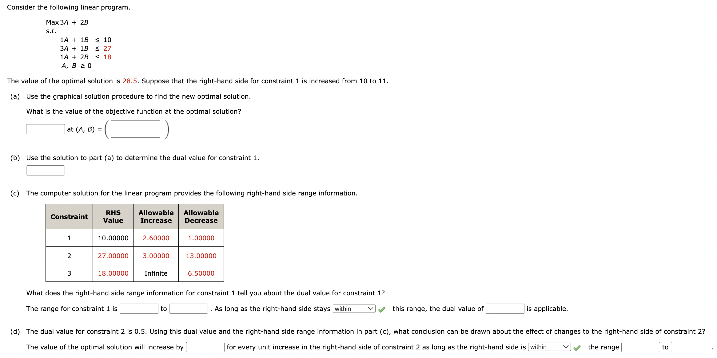  Consider the following linear program. The value of the optimal solution