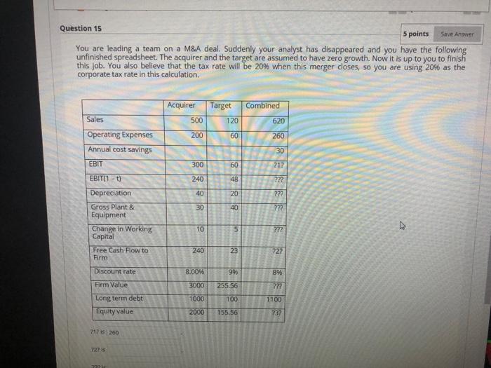  Question 15 5 points Save Answer You are leading a team