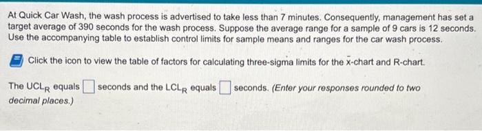  At Quick Car Wash, the wash process is advertised to take