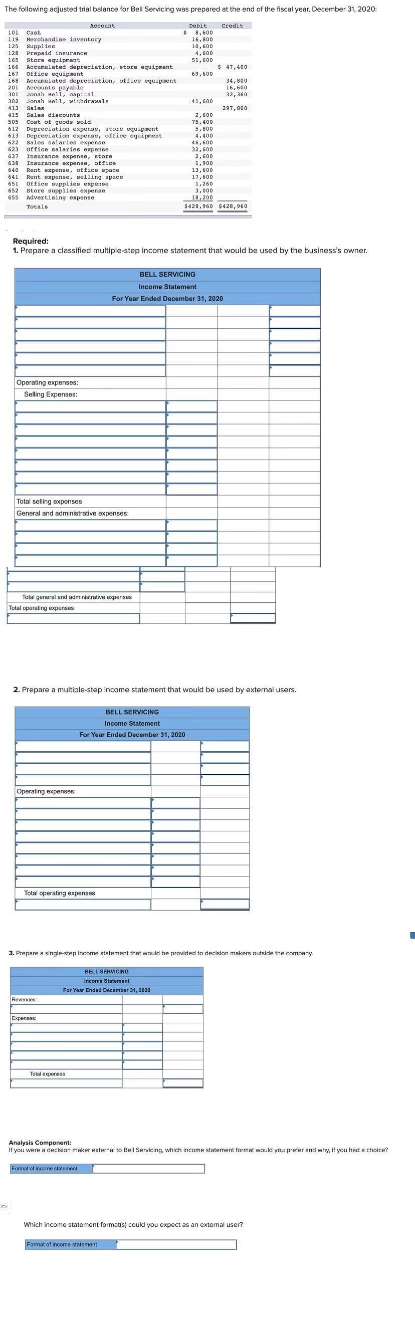 Please make it correct and complete. Thanks! The following adjusted trial
