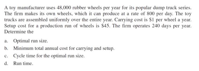 Operations/Supply Chain Problem Explain any formulas used and steps when solving. A