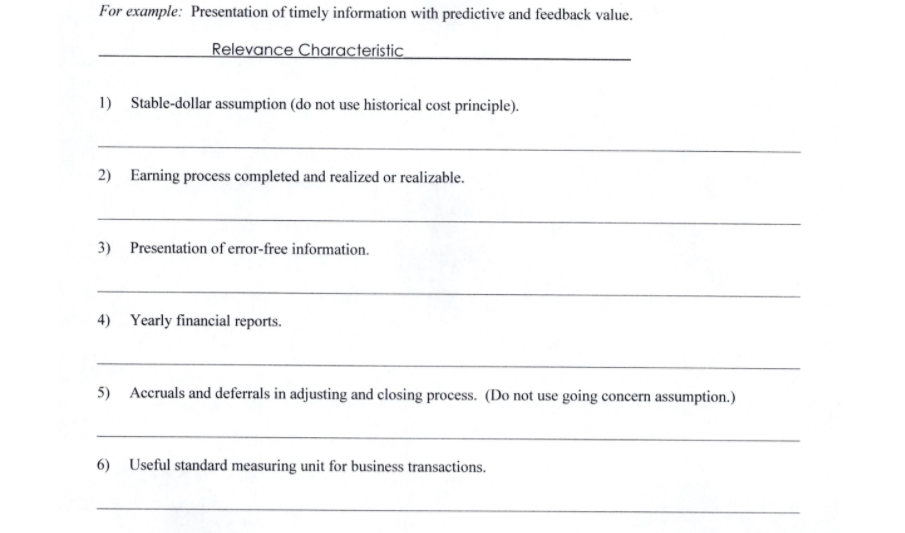 that state the application of a qualitative characteristic, accounting principle, or assumption.