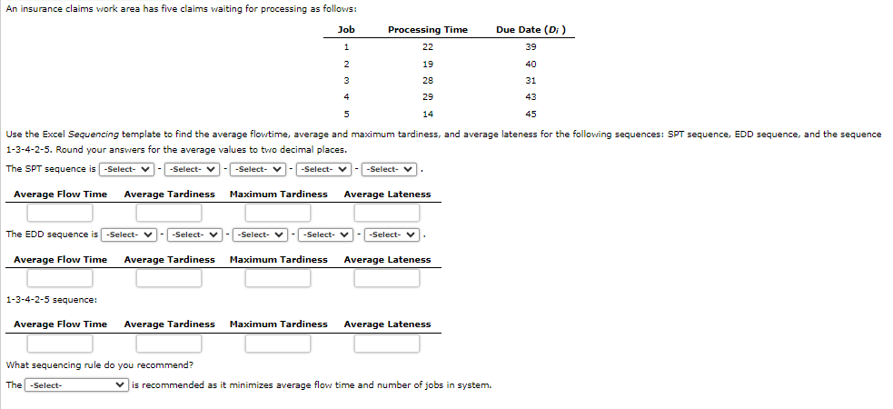 An insurance claims work area has five claims waiting for processing