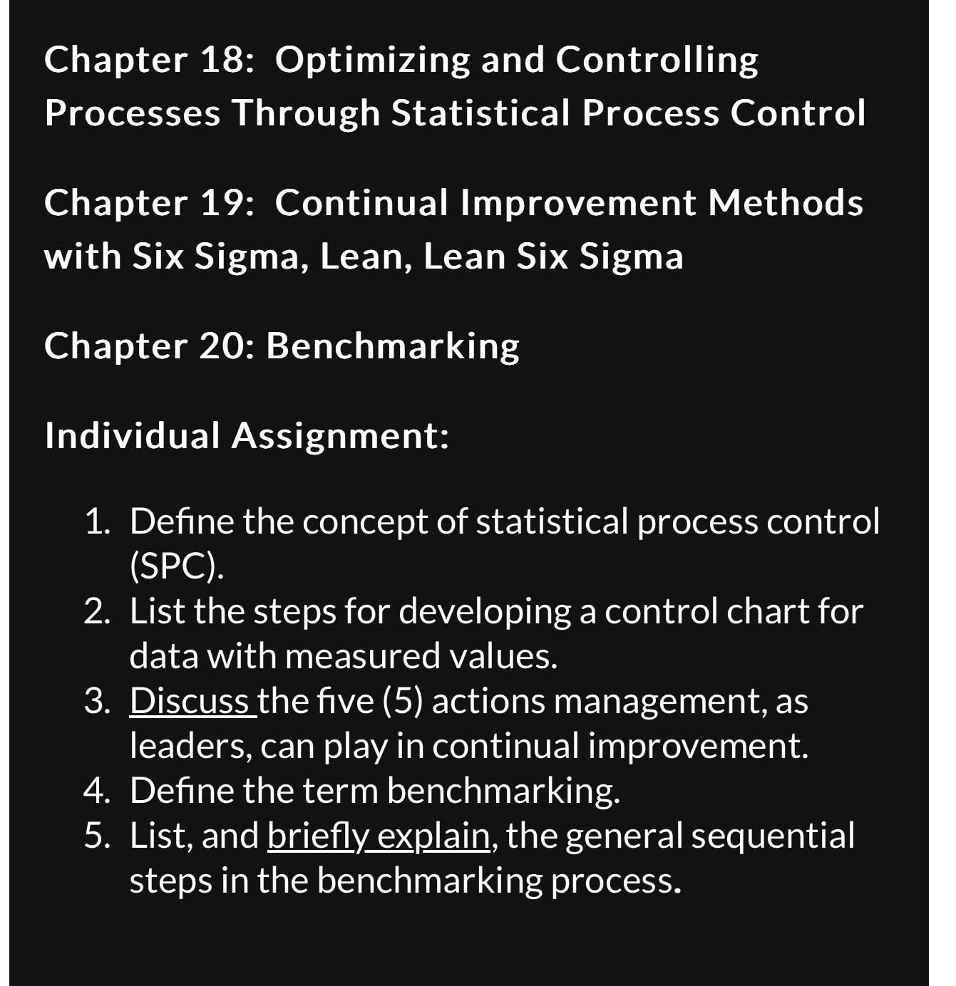  Chapter 18: Optimizing and Controlling Processes Through Statistical Process Control Chapter