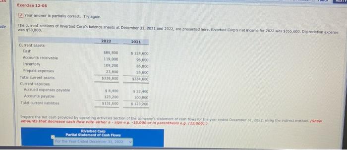 NEA Exercise 12-06 Your answer is partially correct. Try again. The