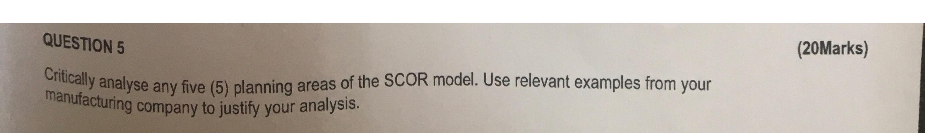  QUESTION 5 (20Marks) Critically analyse any five (5) planning areas of
