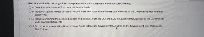  The steps involved in deriving information presented in the Government-wide financial