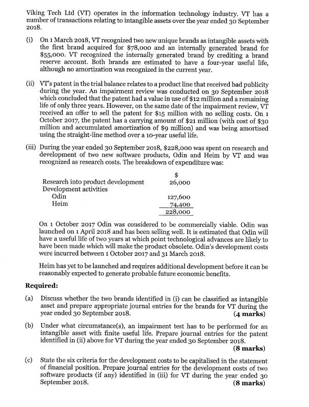 Viking Tech Ltd (VT) operates in the information technology industry. VT