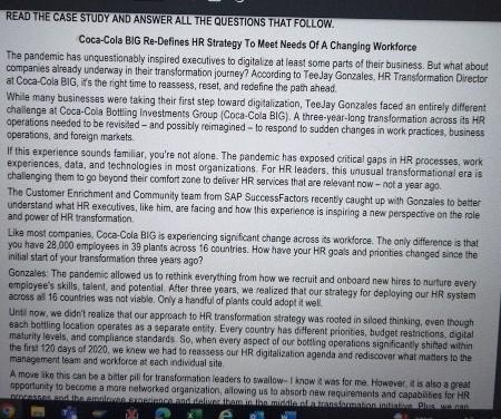  READ THE CASE STUDY AND ANSWER ALL THE QUESTIONS THAT FOLLOW.