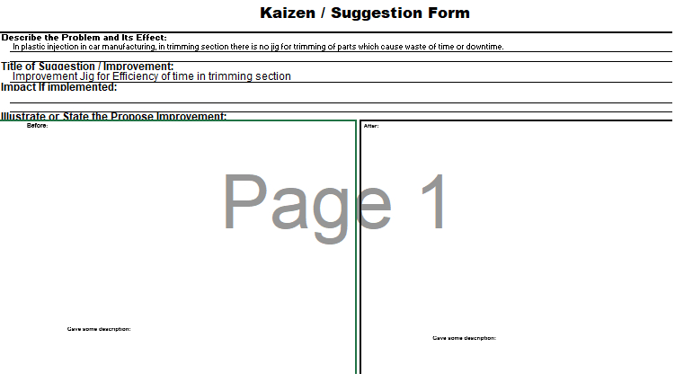 Suggestion Form o uaaes n morovemen 1m rovementdi for Efficien of time