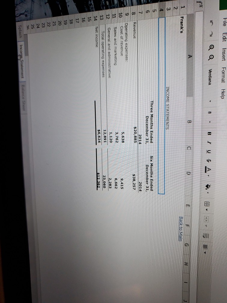 complete the statement showing sales and expenses File Edit Insert Format