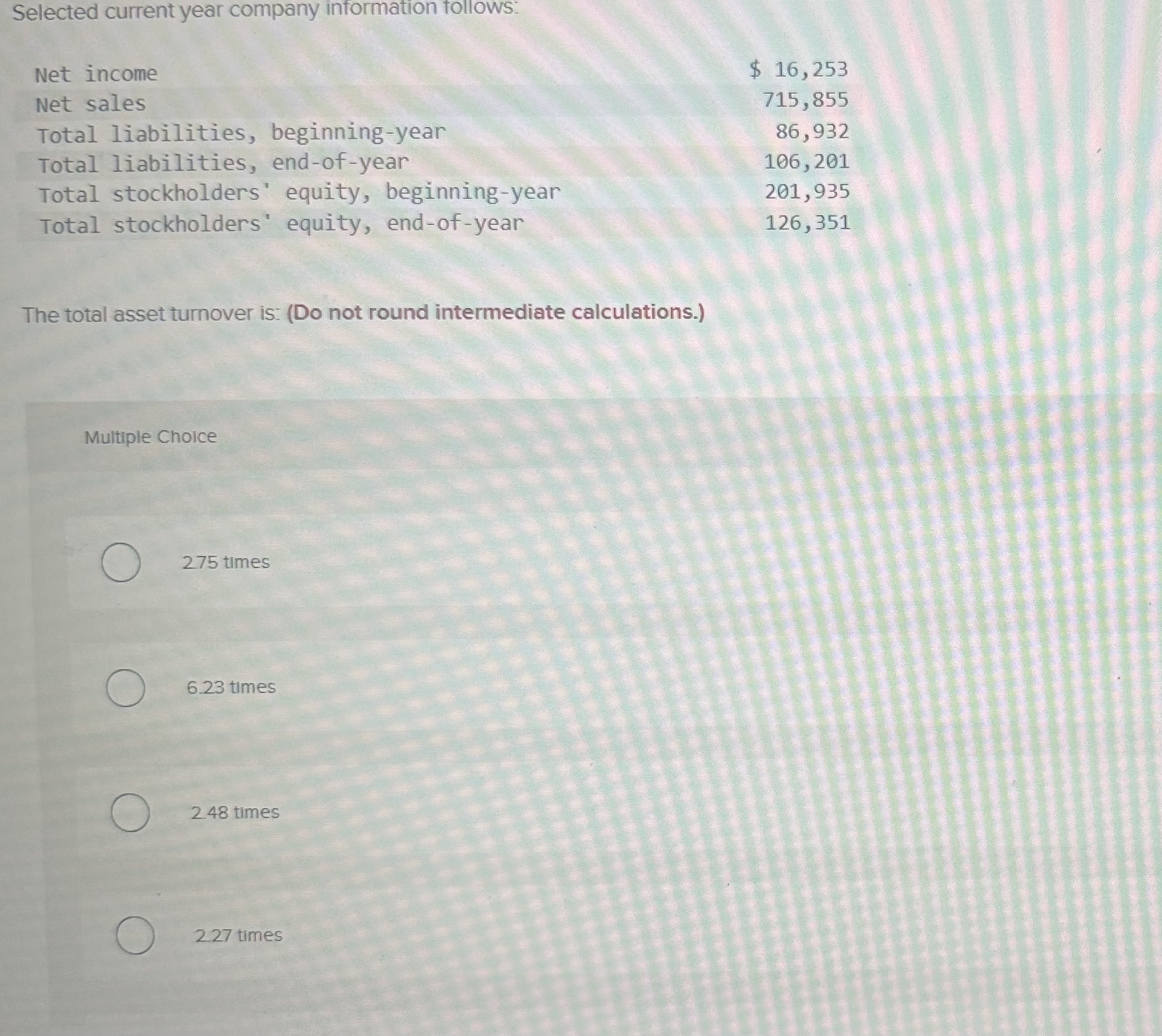 Selected current year company intormation t0110WS 715,855 86,932 106,201 201,935 126, 351